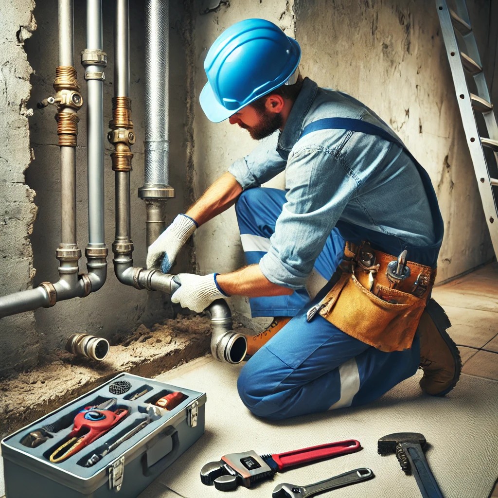 Professional plumbers at work